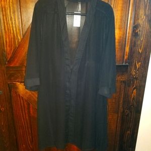 Black Chiffon Tie Front Kimono Swim Cover Up